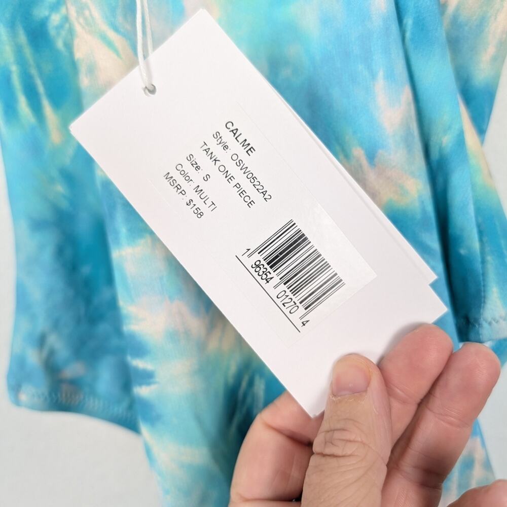 NWT Johnny Was Calme Women's Swim Aqua Tie Dye One Piece Swimsuit Size S - Picture 8 of 9